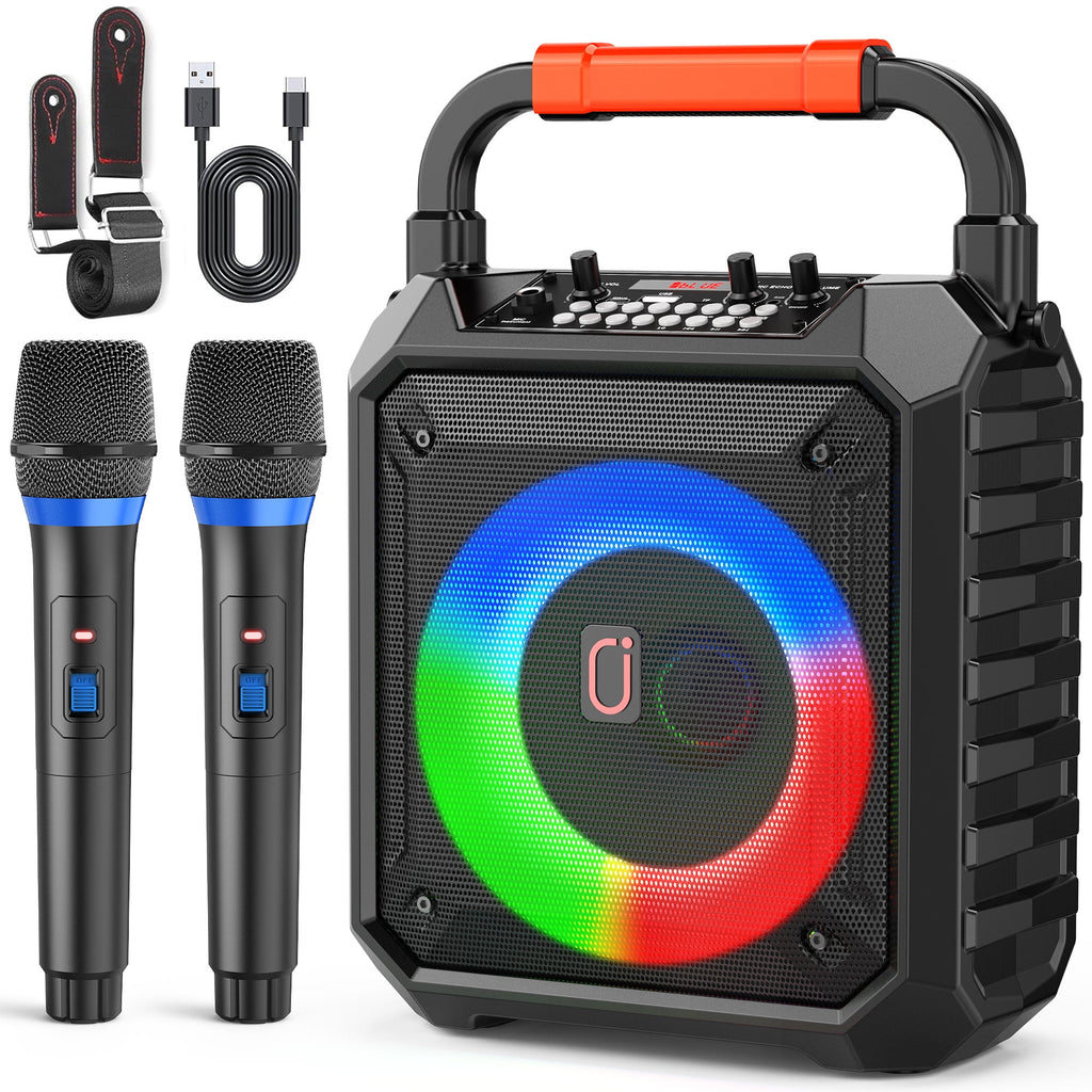 FanFun Bluetooth Speaker with Microphones, Portable Speaker With AUX Input, 20W Stereo Sound Party Speaker with Lights, Outdoor Powerful Speakers, 12H Playing Time, T17-T