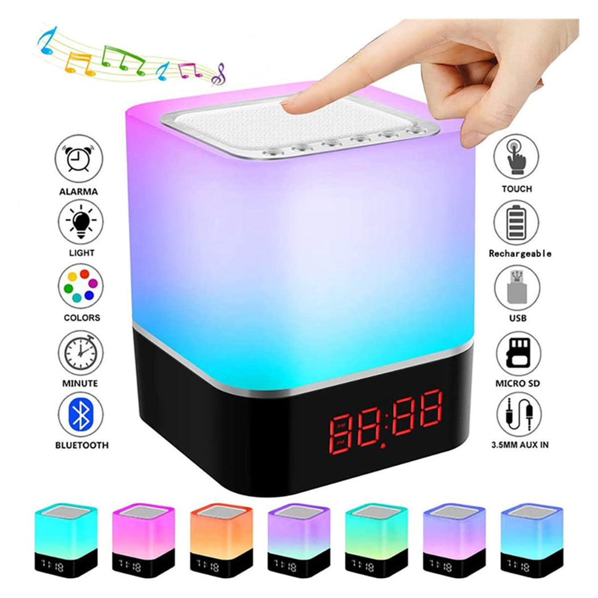 Computer Speaker Portable Smart Wireless Bluetooth Speaker Player Touch Pat Light Colorful Led Night Light Bedside Table Lamp ,Bike Audio