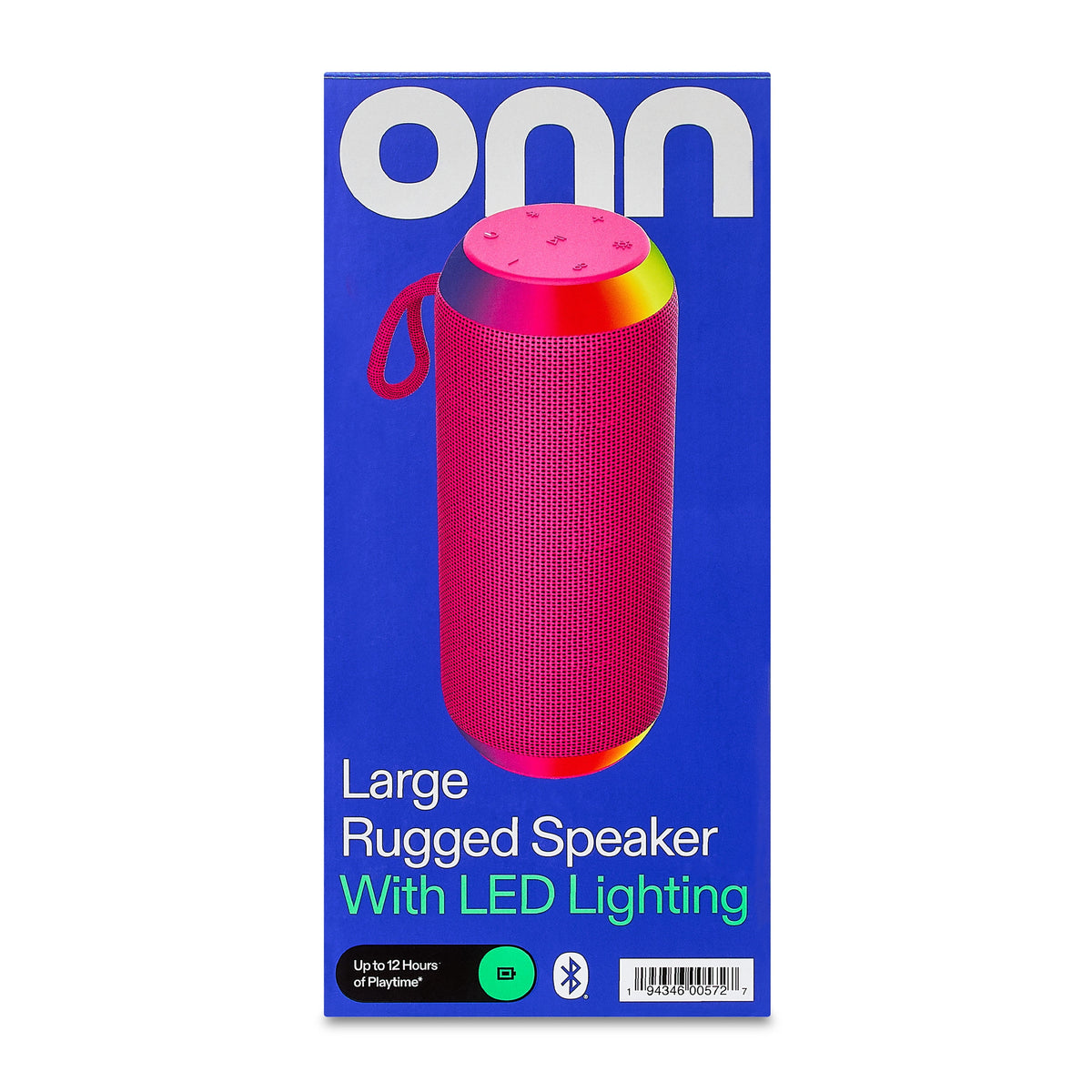 onn Large Rugged Speaker with Bluetooth Wireless Technology and LED Lighting, Camo
