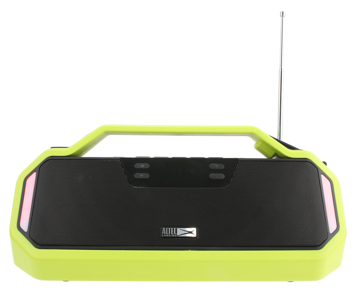 Altec Lansing IMT7012 StormChaser 10 Hours Playtime IPX5 Water Resistant LED Lights Portable Wireless Bluetooth Emergency Weather AM/FM Radio Speaker
