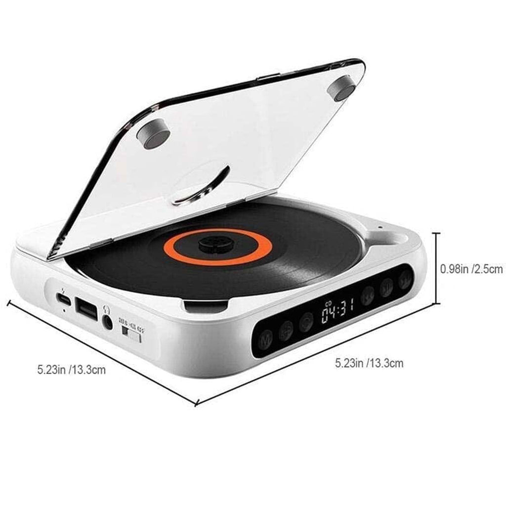 Compact Bluetooth 5.3 Hifi CD Player, Built-in Stereo Speaker with Intelligent Timing Function, 2000mAh Dual Type C Fast Charging, Universal AUX USB Wired Wireless Audio Playback Device