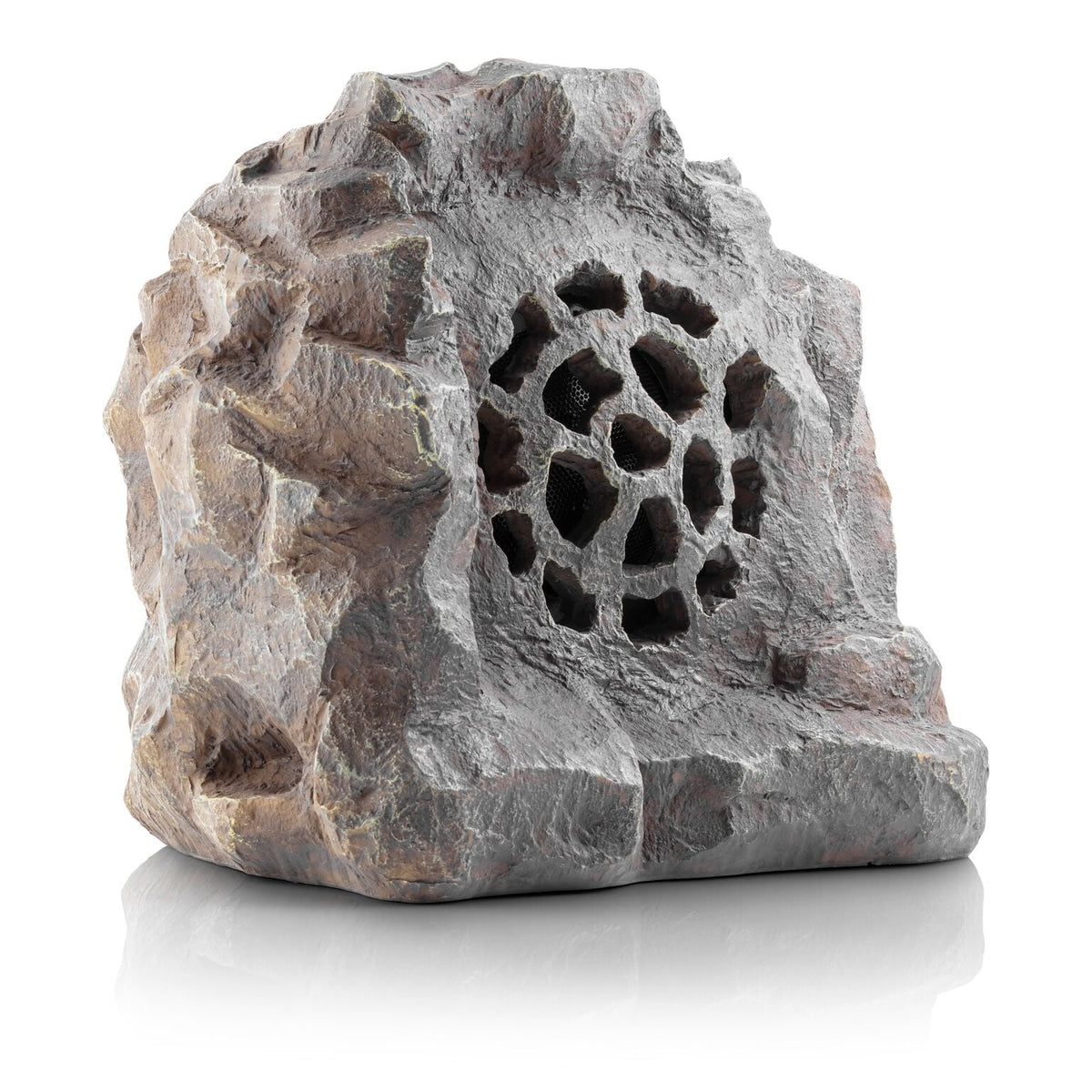 Alpine Corporation QLP542SLR-BR 11-in H Waterproof Bluetooth Solar-Powered Outdoor Rock Speaker – Wireless Portable Audio System with 50-ft Range, High-Fidelity Sound, Brown