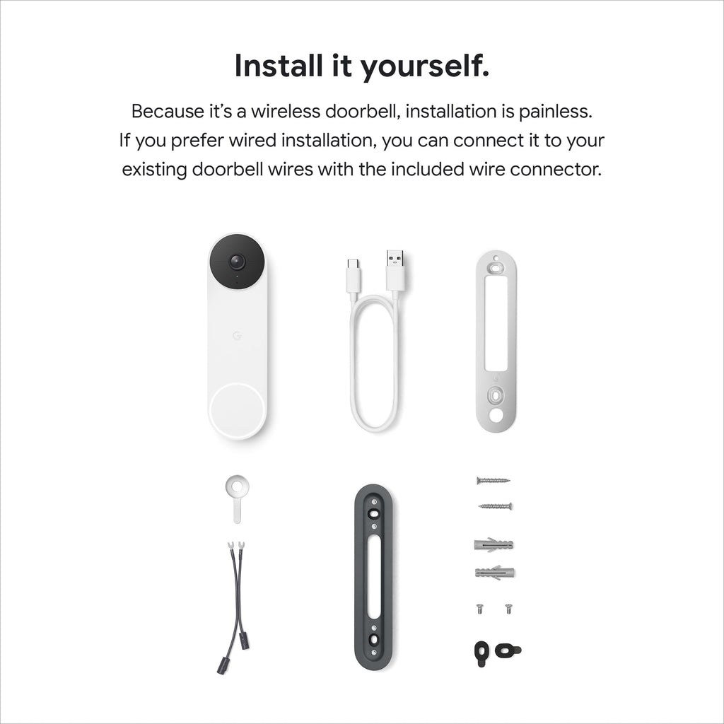 Google Nest Doorbell (Battery) - Video Doorbell Camera - Wireless Doorbell Security Camera - Snow