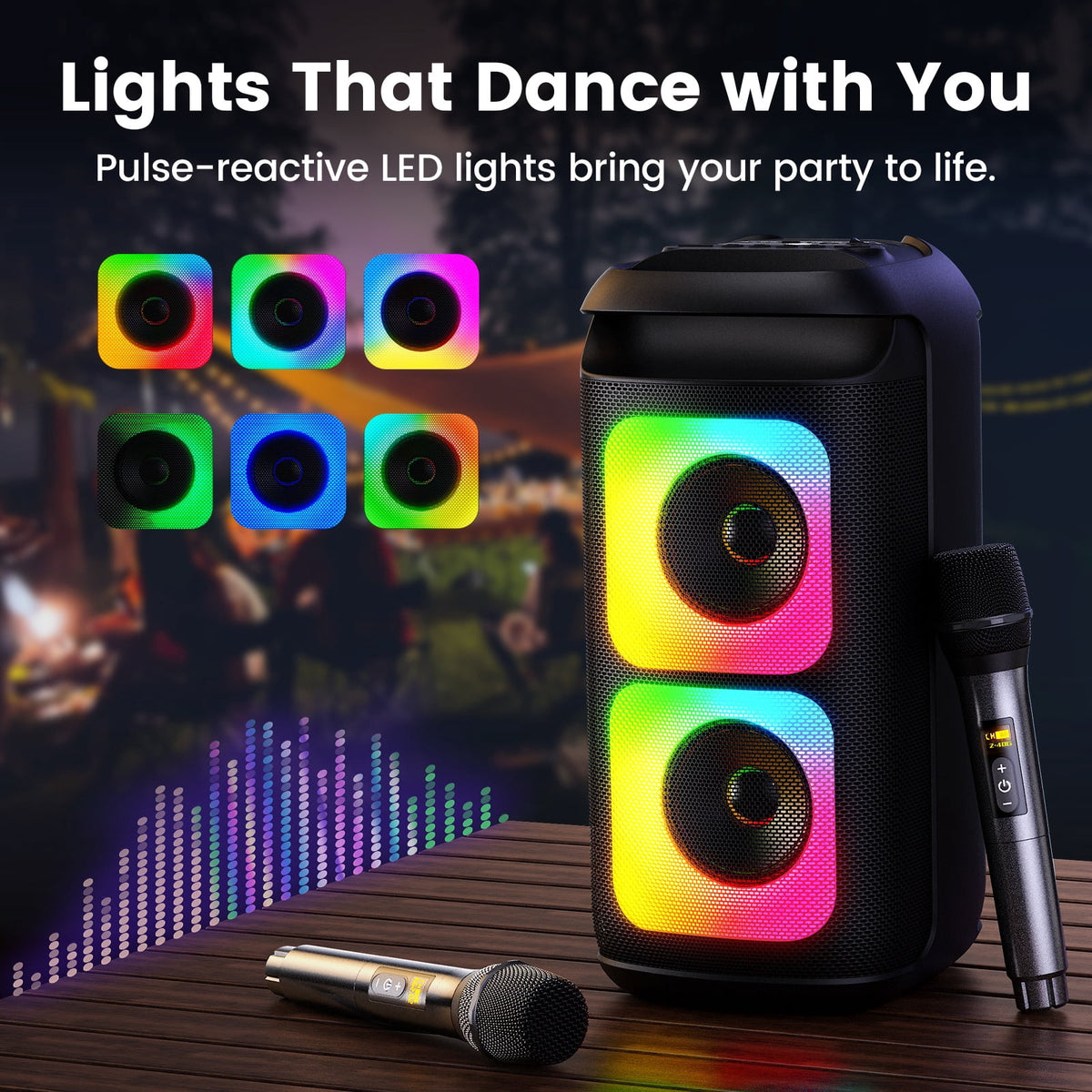 JYX Party Speaker, Portable Bluetooth Speaker for Outdoor with Rgb Light, Deep Bass Loud System , T37-T