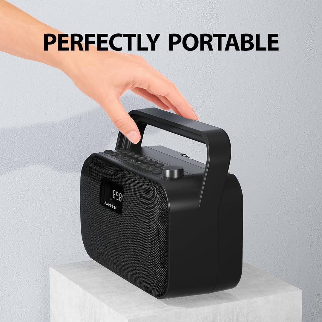 Avantree PowerByte - Portable Digital FM Radio with Powerful 30W Stereo Bluetooth Speakers & SD Card Player, 20hr Rechargeable Playtime, Extended Range, Wireless Loud Outdoor Speaker & U Disk Player