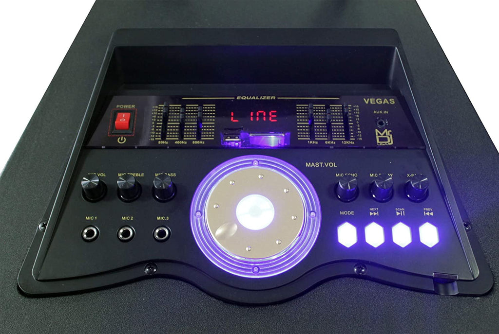 MR DJ VEGAS Double 15" Bluetooth Speaker Professional Dual 15" 3-Way Full-Range Powered/Active DJ PA Multipurpose Live Sound Bluetooth Loudspeaker