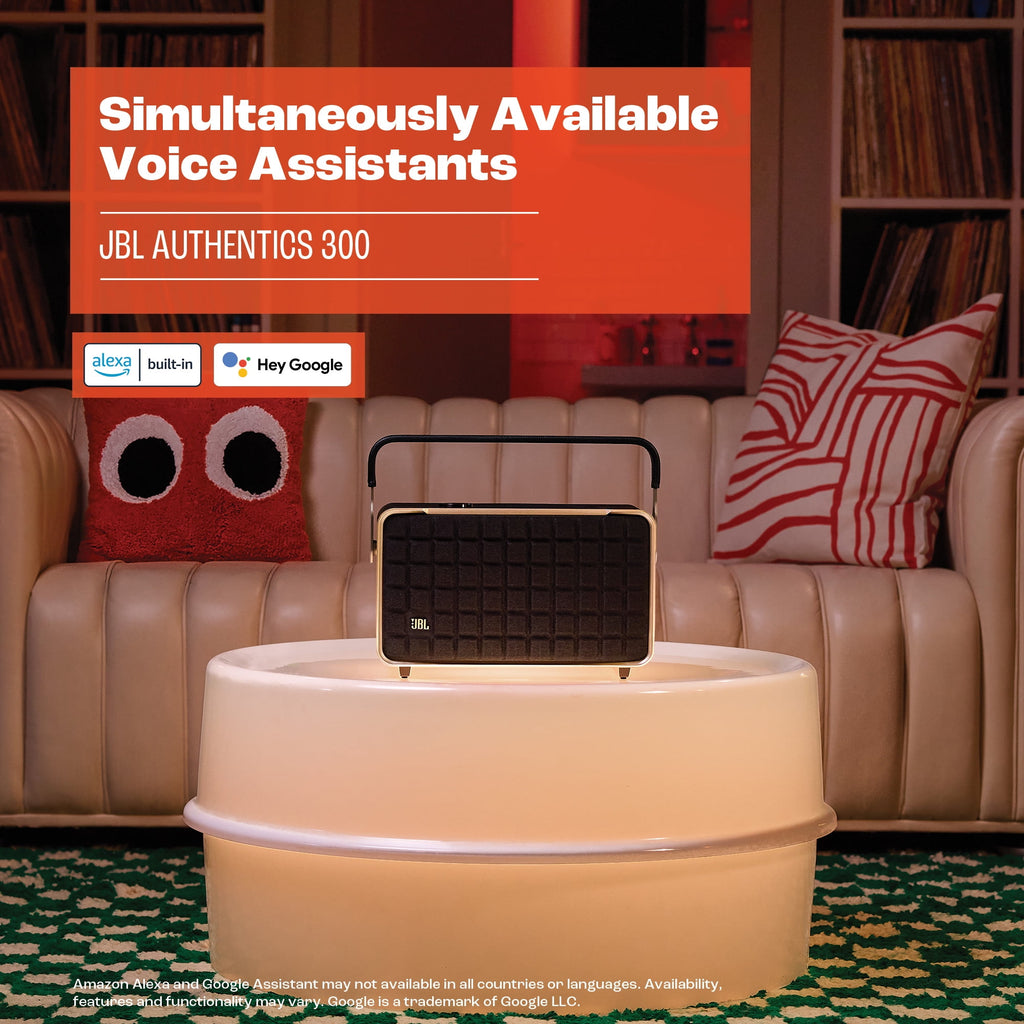 JBL Authentics 200 - Smart home speaker with Wi-Fi, Bluetooth and Voice Assistants with retro design - Black