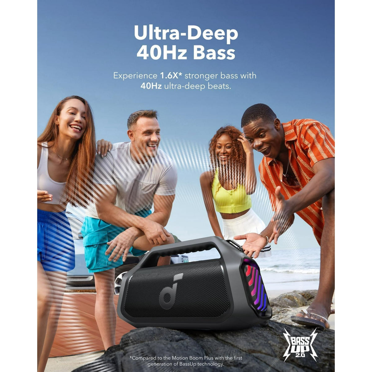 Soundcore Boom 2 Plus By Anker, Outdoor Speaker, 140W, 2+2 Channel, BassUp 2.0, 20H Playtime, Black