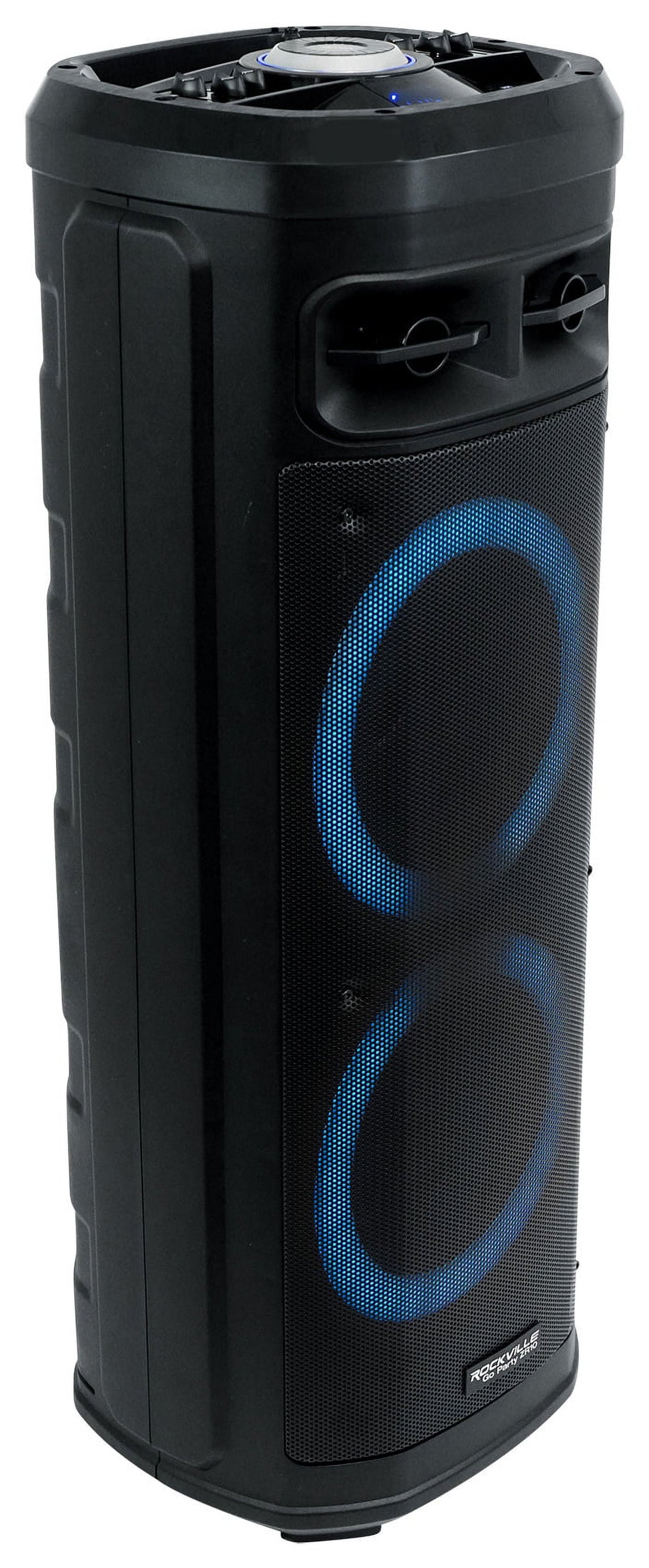 Rockville Go Party ZR10 Dual 10" Portable Bluetooth Speaker w/LED+UHF Microphone
