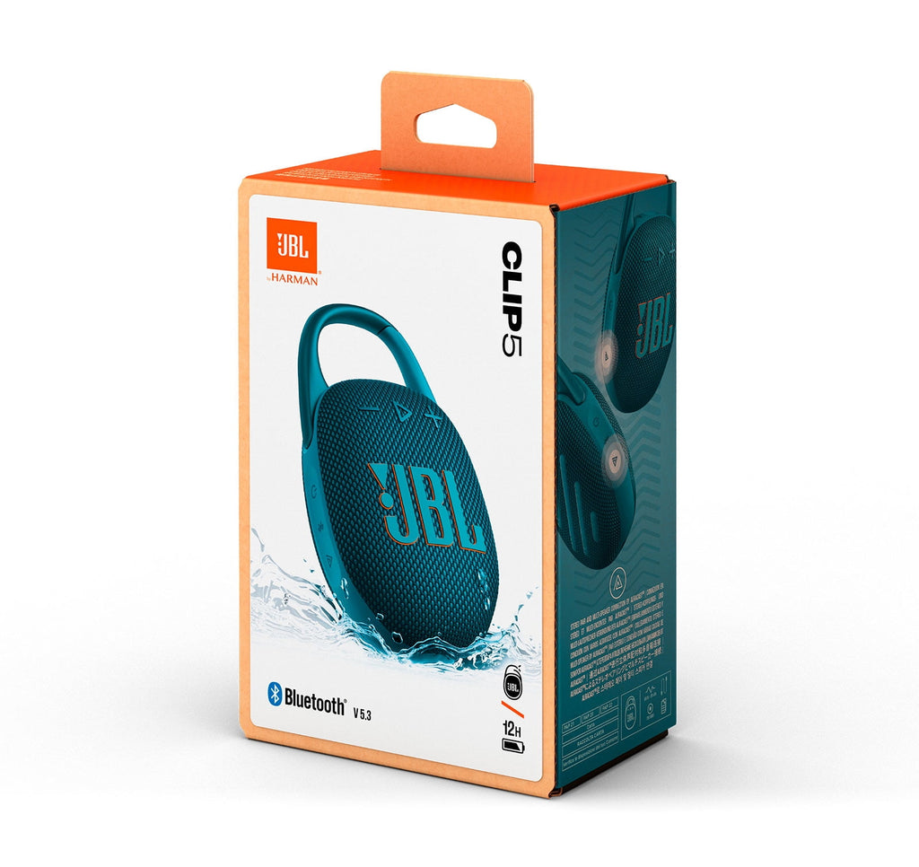 JBL Clip 5 Bluetooth Portable Speaker with Divvi! Protective Case Bundle, Blue, JBLCLIP5BLUAM_CLIP5-CASE