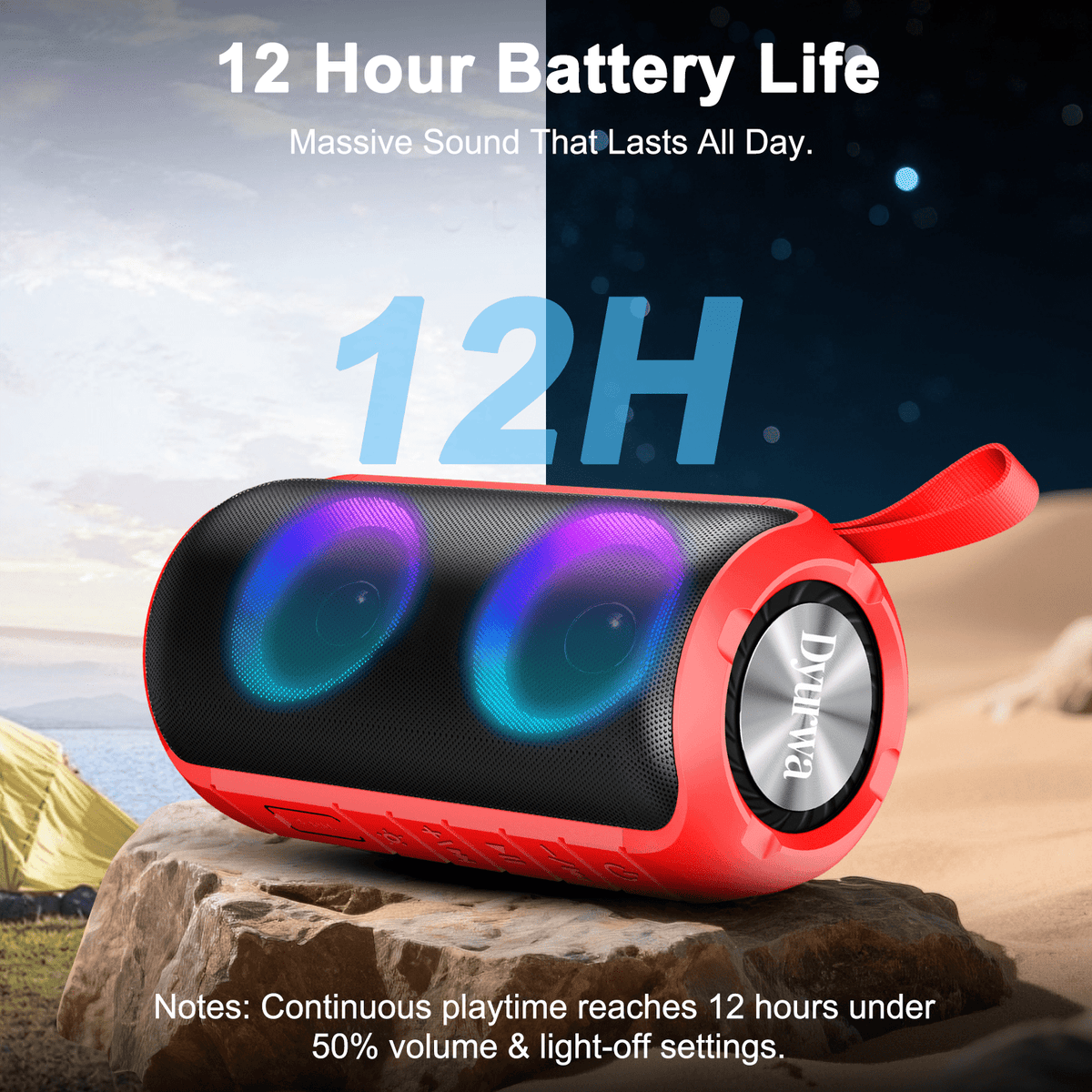 Portable Bluetooth Speaker, Bluetooth 5.3 Speaker Wireless, IPX7 Waterproof Outdoor Speaker, 24W Powerful Loud Stereo Sound, 12H Playtime, 7 Colorful Rgb Lights for Outdoor/Home/Party, Gift Ideas