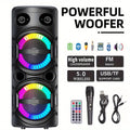 3000W Portable Speaker - Choose 6.5''/8''/10''/12'' Subwoofers - Heavy Bass w/LED Lights - 33ft Wireless Range - For Home/Party/Travel - FM Radio & Stereo Sound