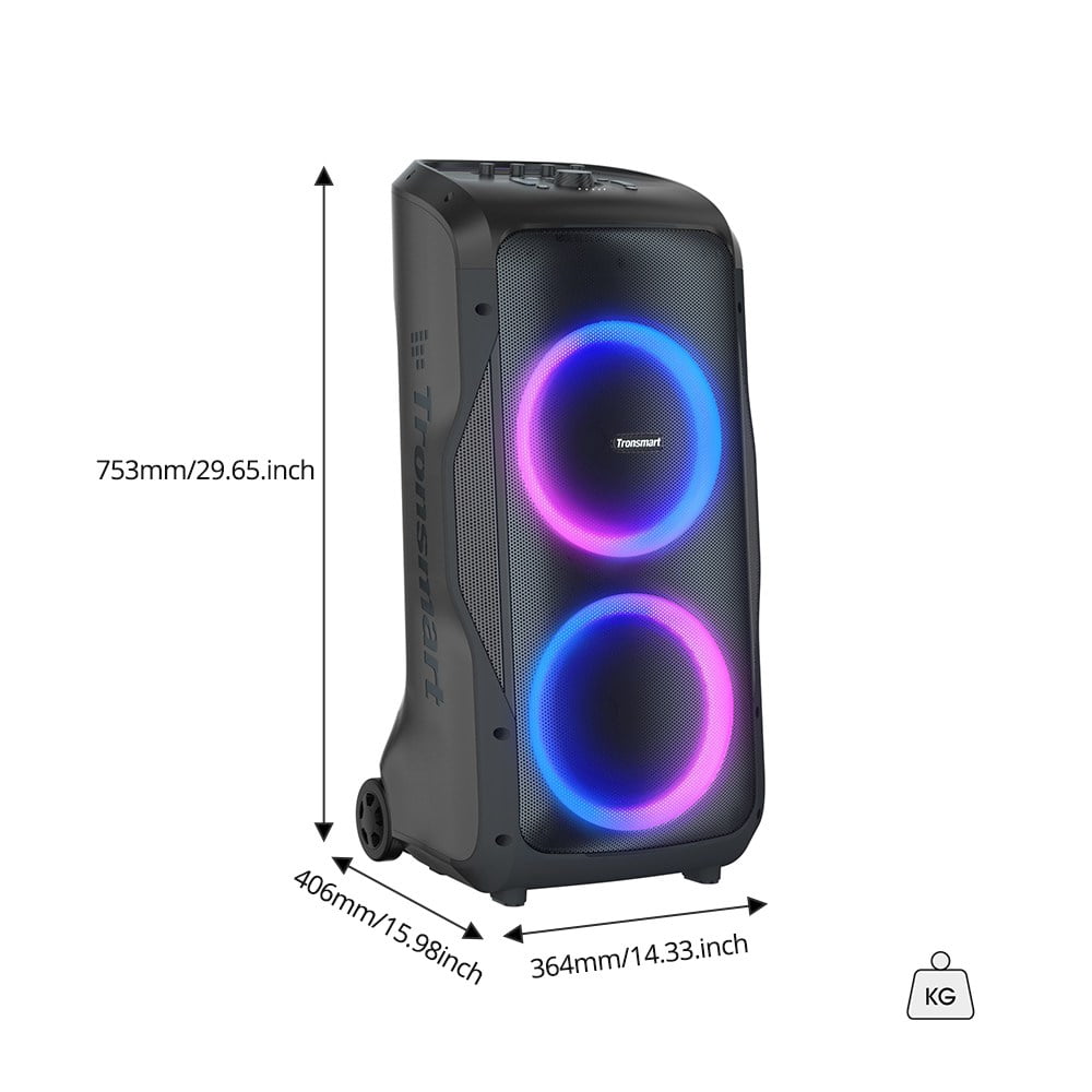 Tronsmar Portable Party Speaker, 270° Soundstage, 240W, 20H Battery, Karaoke Mic & Guitar Input, for Home, Party Tronsmart Halo 300 Black