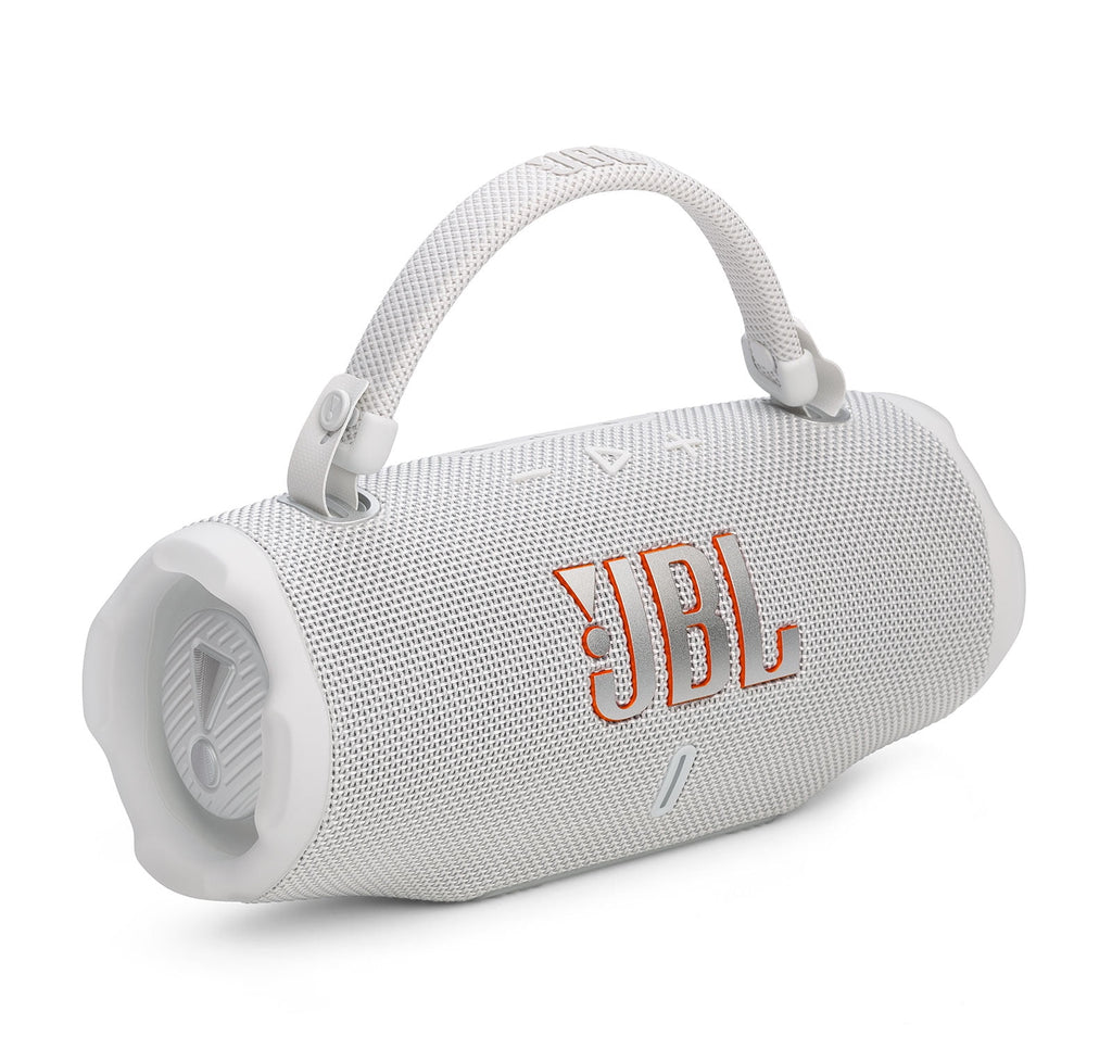 JBL CHARGE 6 Bluetooth Speaker & divvi! Premium Hard Case Bundle - White