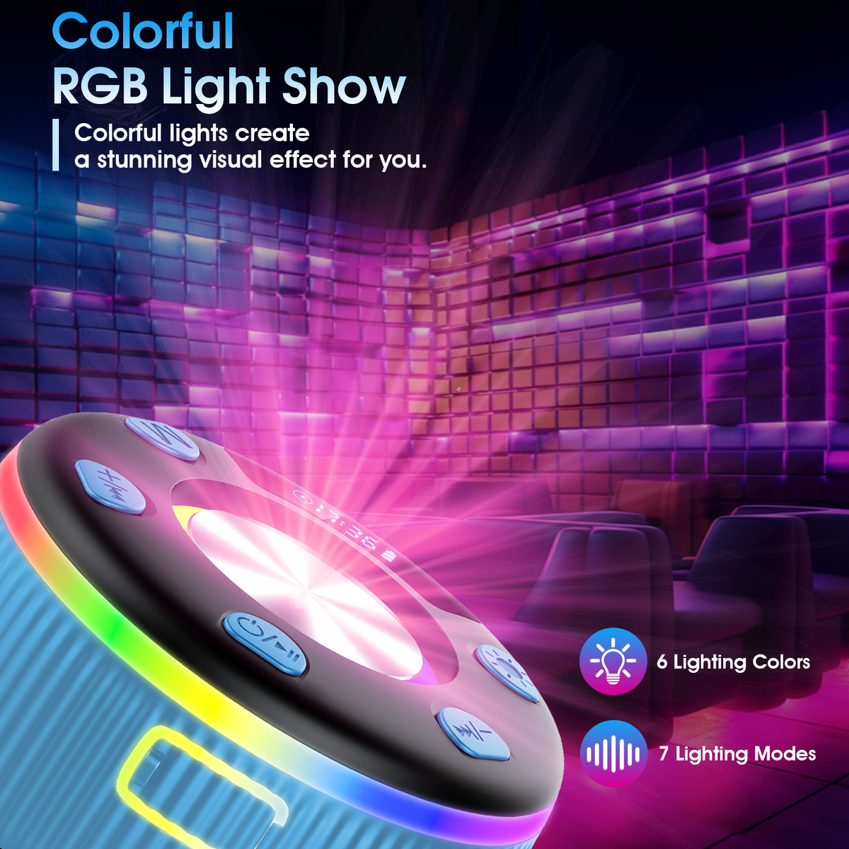 Bluetooth Shower Speaker, IPX7 Waterproof Wireless Speaker with Suction Cup, Time & Battery Display, Hands-Free Calls, 8–15H Playtime, 360° Sound Portable Mini Speaker for Bathroom and Travel