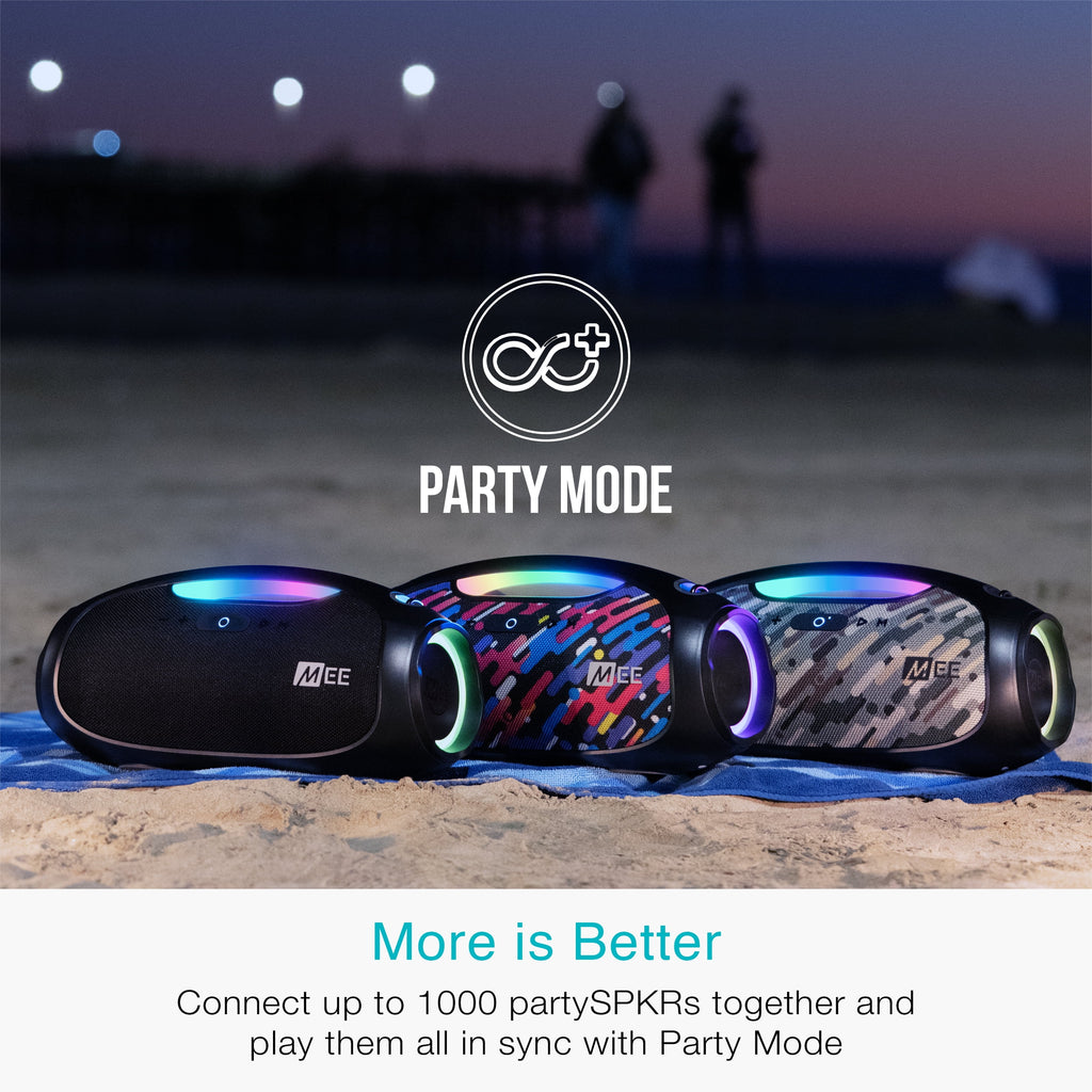 MEE audio partySPKR XL Bluetooth Wireless Speaker with Dynamic LED Lighting (Black)