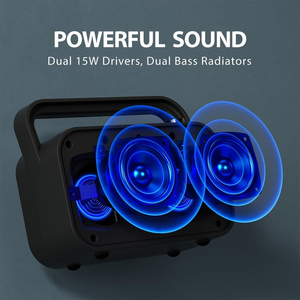 Avantree PowerByte - Portable Digital FM Radio with Powerful 30W Stereo Bluetooth Speakers & SD Card Player, 20hr Rechargeable Playtime, Extended Range, Wireless Loud Outdoor Speaker & U Disk Player