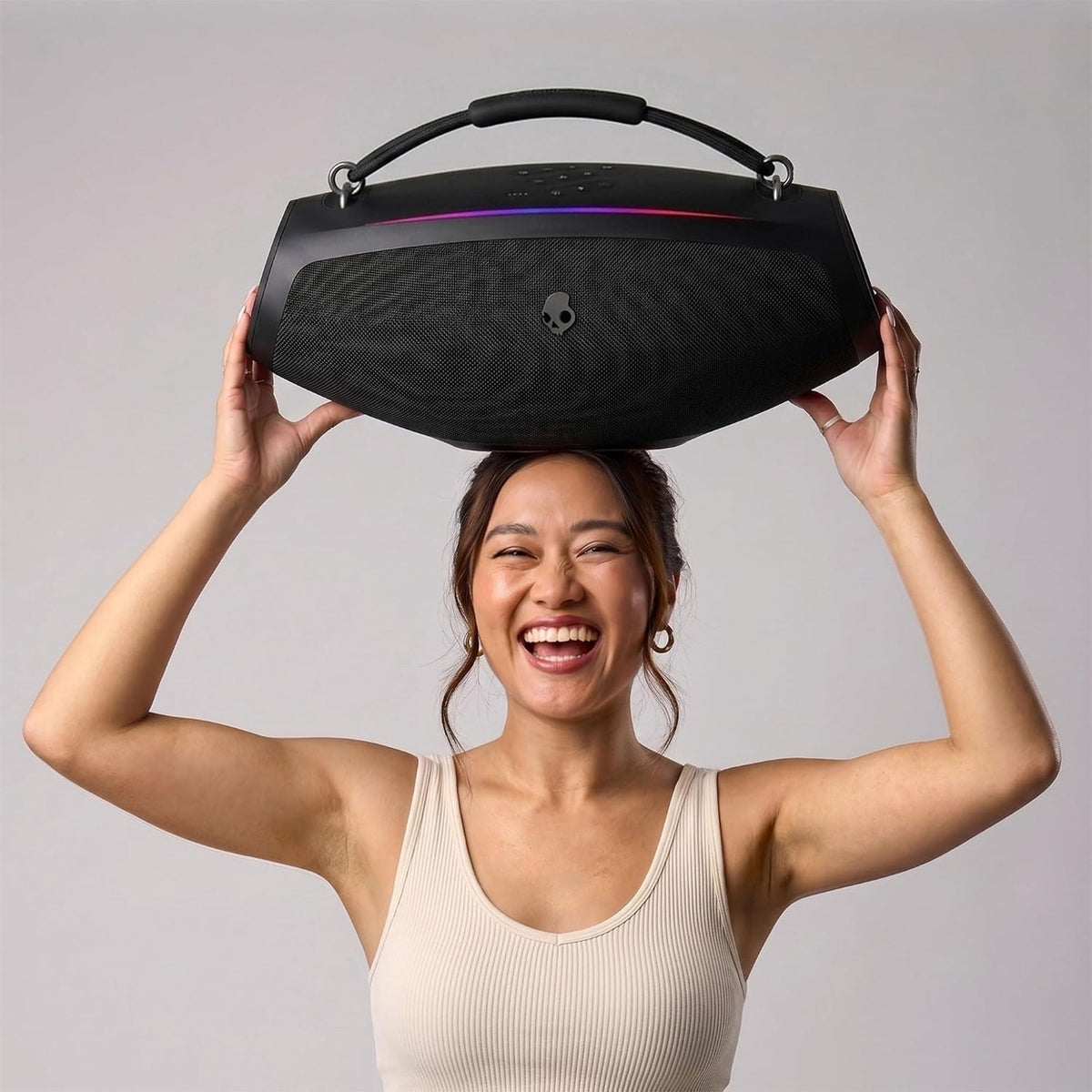 Skullcandy Barrel Bluetooth Boombox Party Speaker, Water-Resistant Portable Speaker, LED Lightshow Mode, 12 Hour Battery, Multi-Link