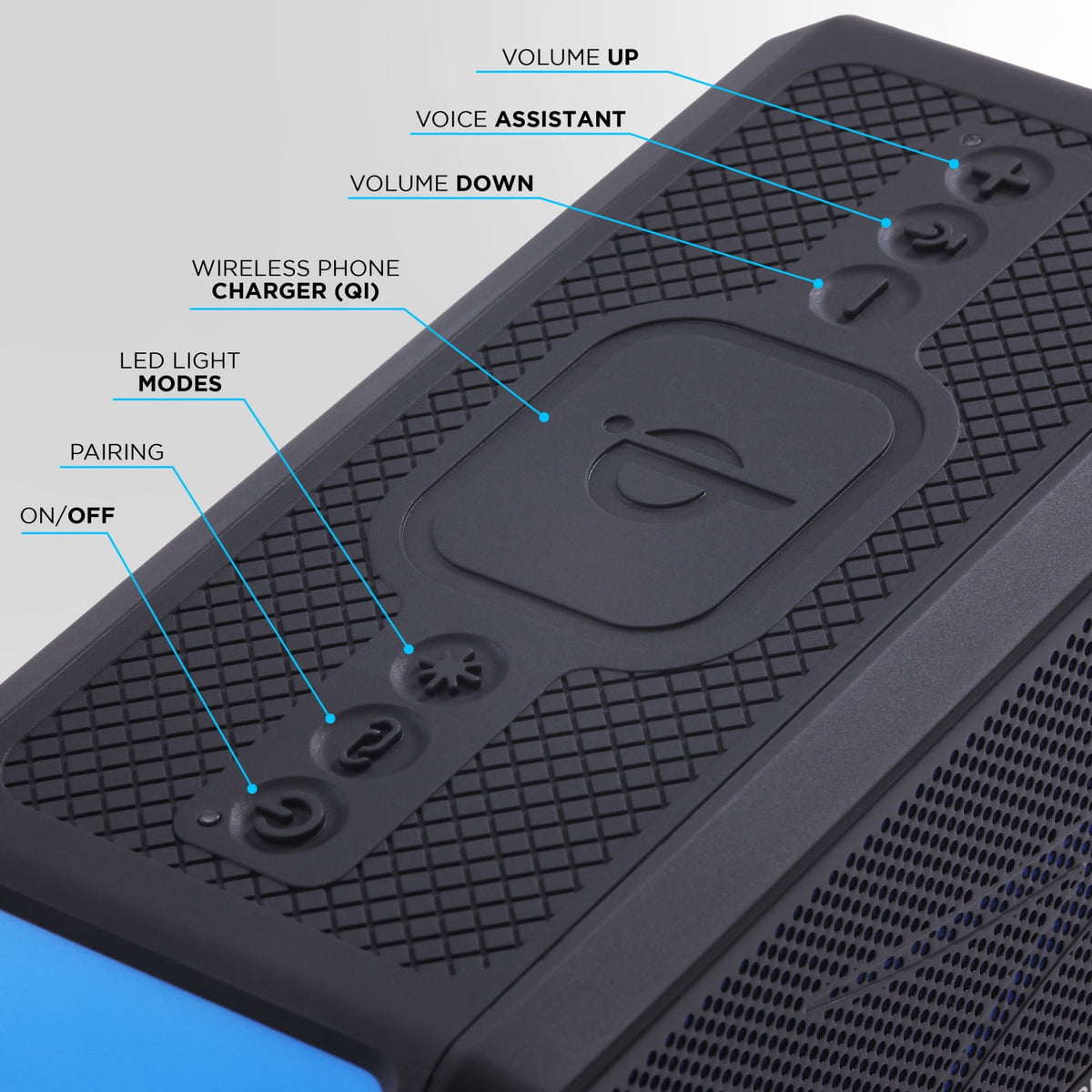 Altec Lansing HydraBlast 2.0 EverythingProof™ Bluetooth Speaker, IP67 Waterproof, 20H Battery, Qi Wireless & USB Charging, LED Lights, Party Sync, 100ft Range