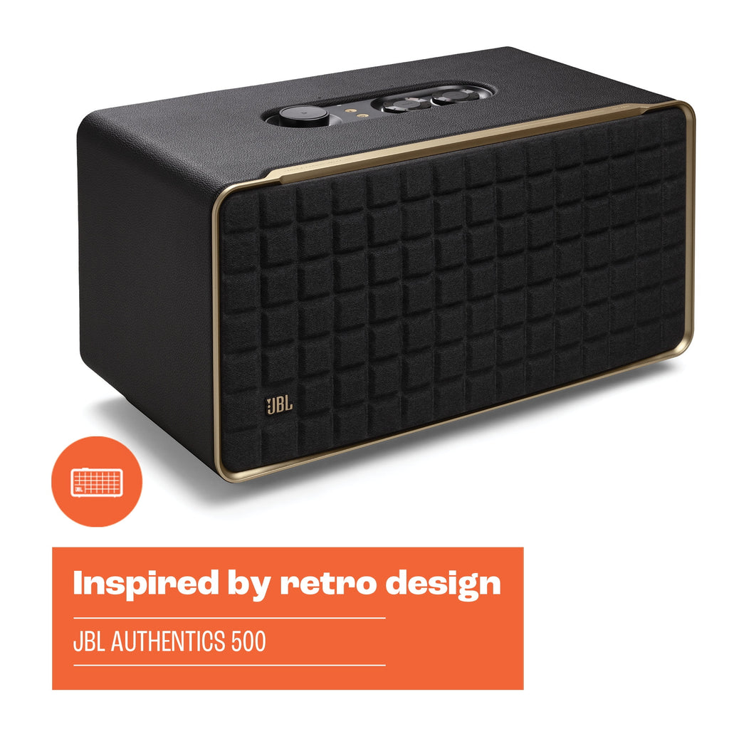 Restored JBL Authentics 500 - Hi-fidelity smart home speaker with Wi-Fi, Bluetooth and Voice Assistants with retro design - Black (Refurbished)