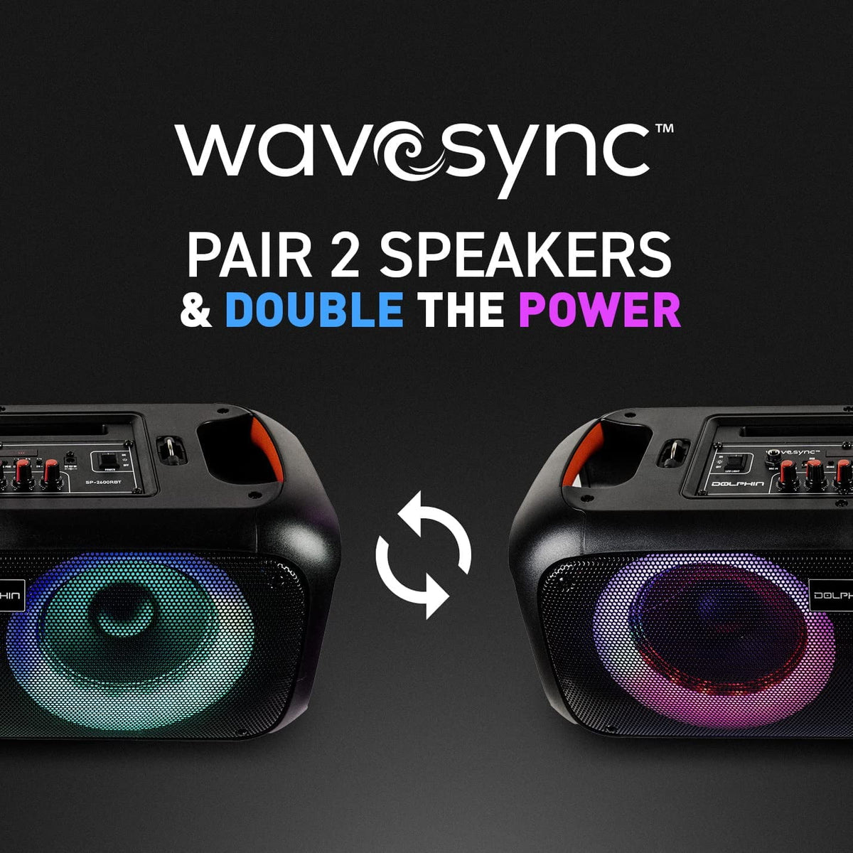 Dolphin SP-2600RBT Boombox Speaker with Mic Input & Sound-Activated Light, Bluetooth & USB, Play Music Anywhere