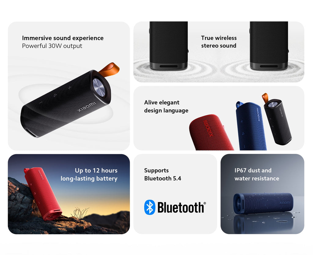 Xiaomi 30W Portable Bluetooth Speaker - IP67 Waterproof, 20H Playtime (Bluetooth 5.4)