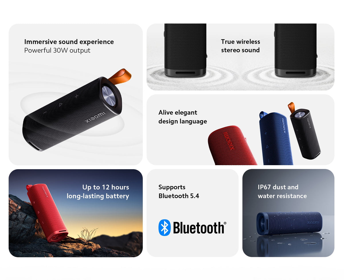 Xiaomi 30W Portable Bluetooth Speaker - IP67 Waterproof, 20H Playtime (Bluetooth 5.4)