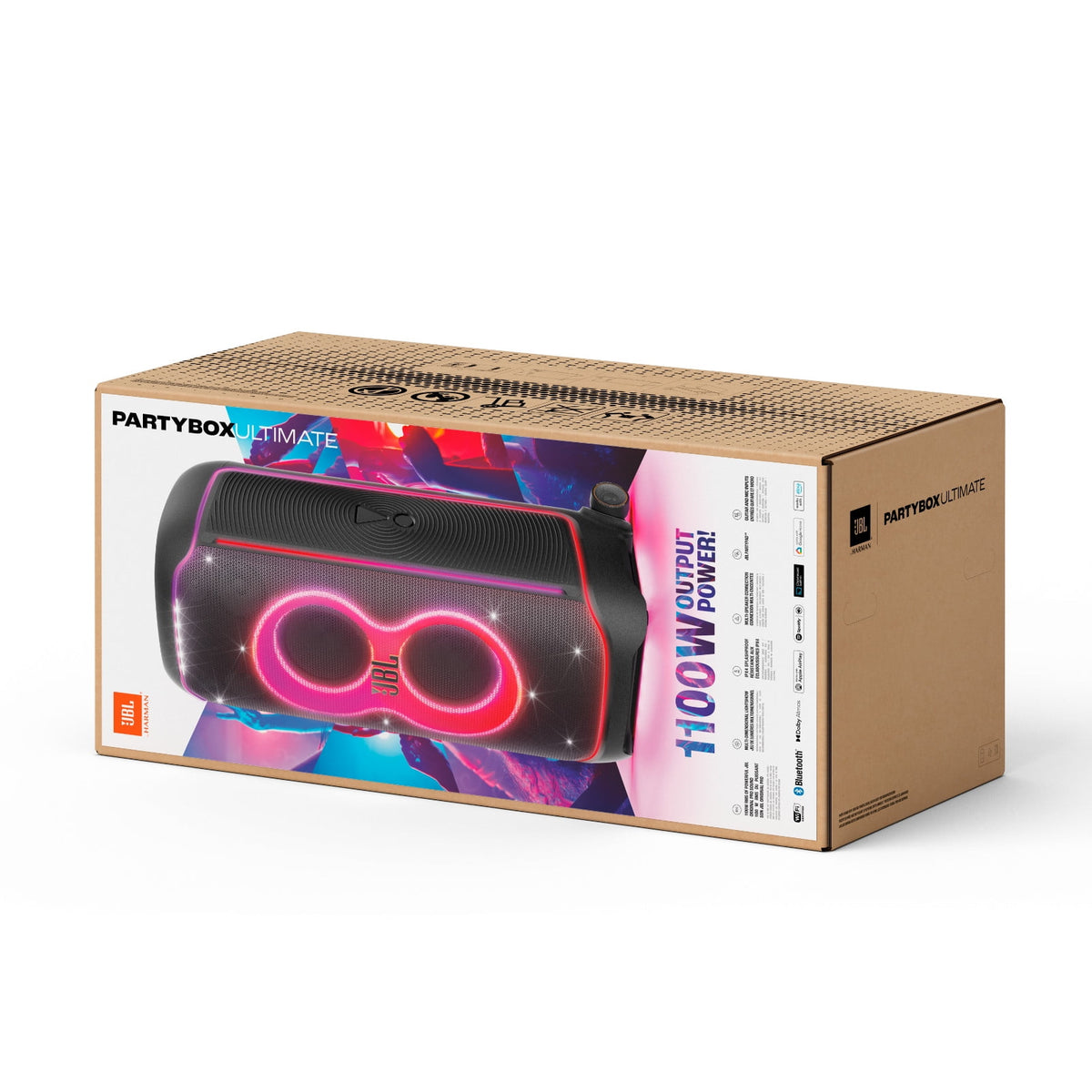 JBL PartyBox Ultimate - Massive party speaker with powerful sound, multi-dimensional lightshow, and splashproof design. - Black