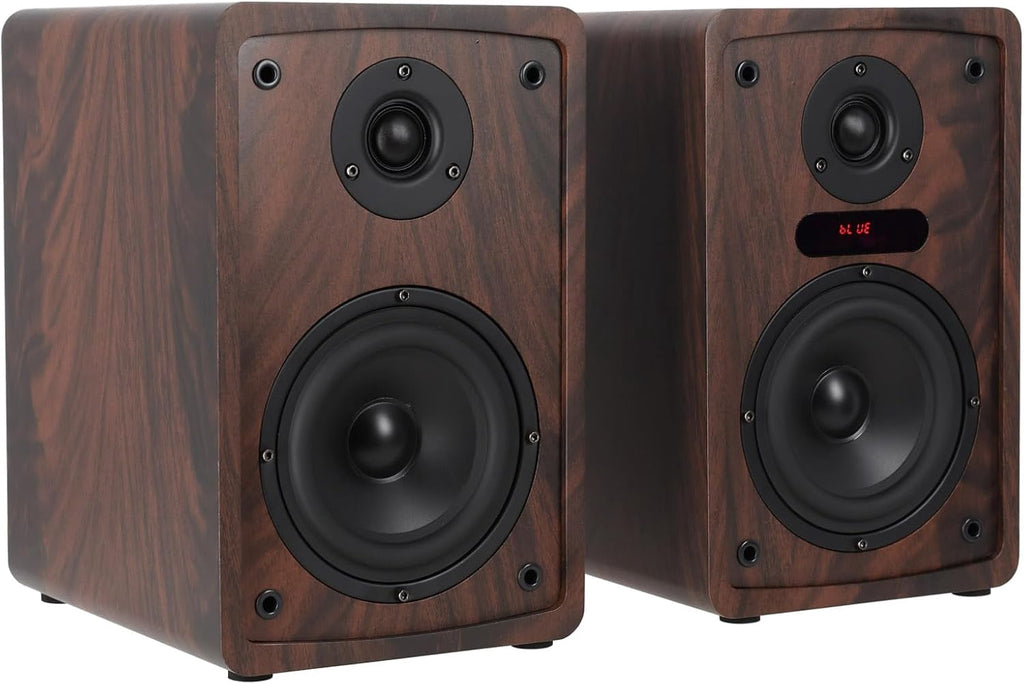 Rockville ELITE-5D 5.25" Powered Bookshelf Speakers with Bluetooth 800 Watts Peak Power Dark Wood