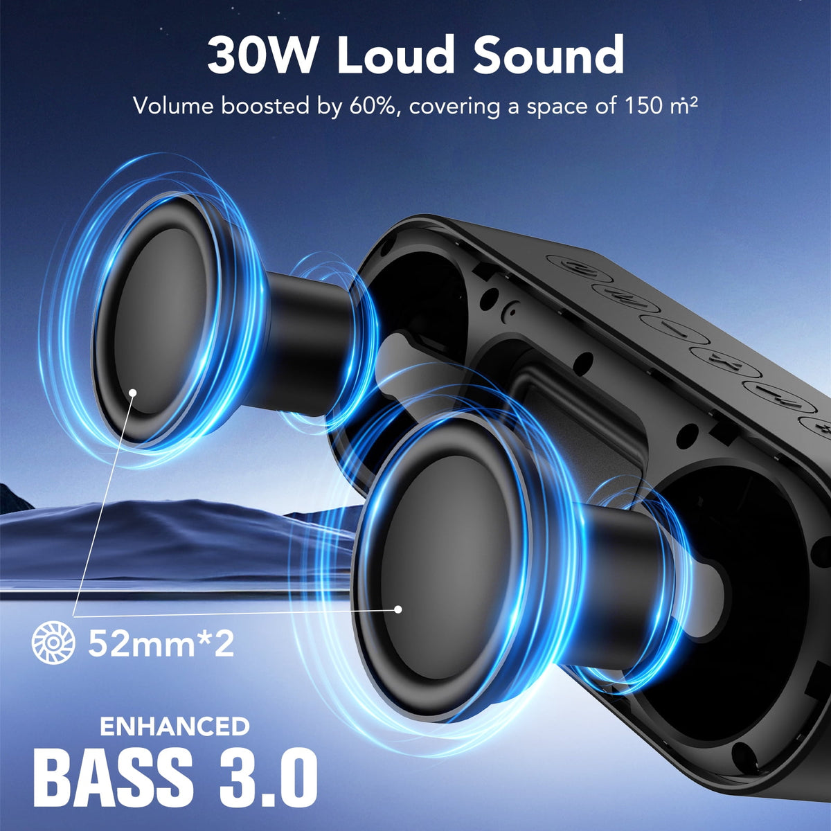 AOWOKA Portable Bluetooth Speaker IPX7 Waterproof, 30W HD Stereo Sound