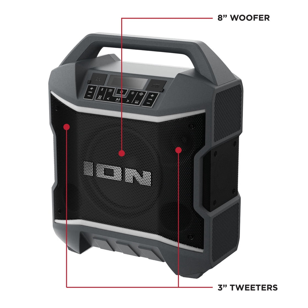 (Open Box) ION Audio IPA163 Party Boom Plus Portable Bluetooth Speaker with Lights, 2 Speakers, Black