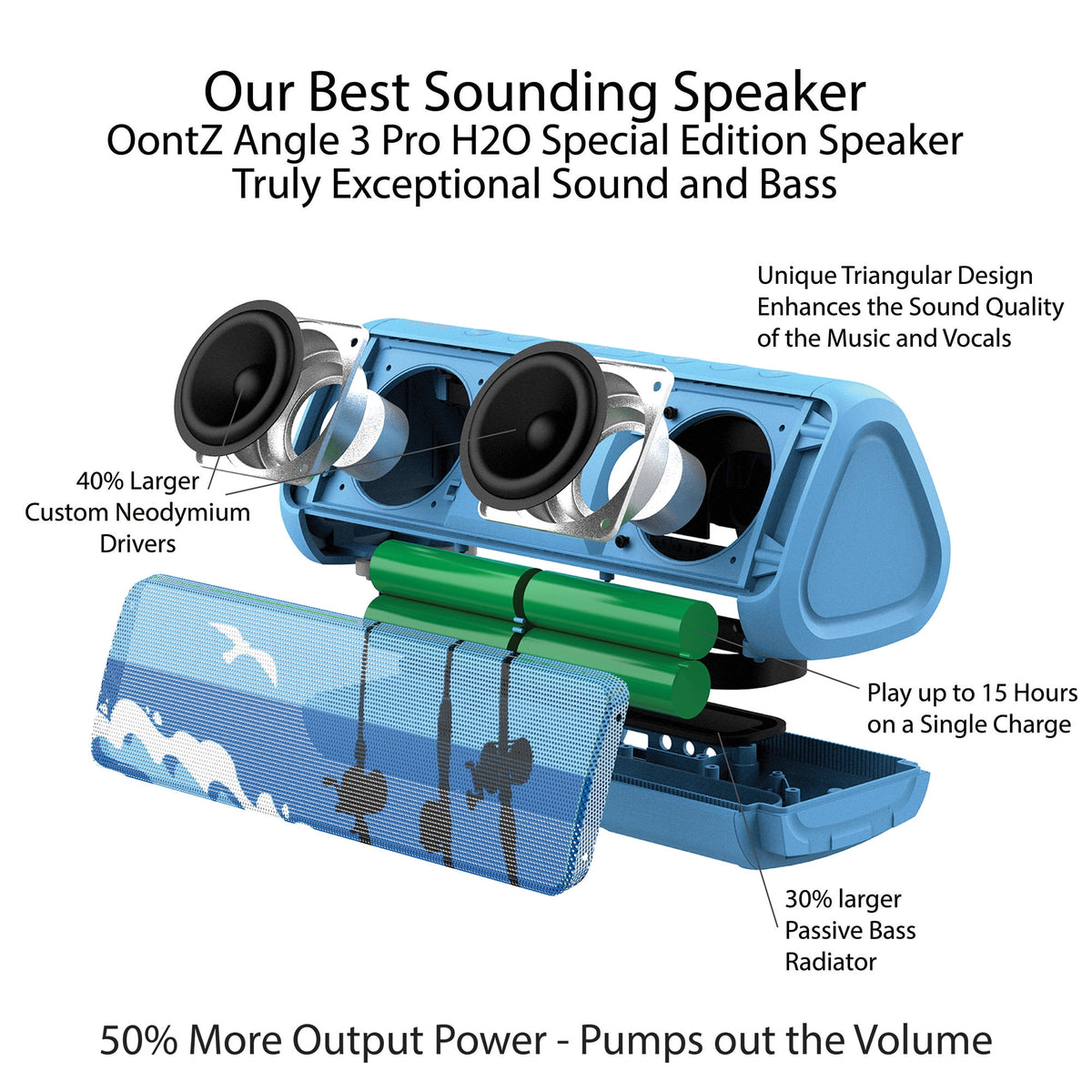 OontZ Pro Waterproof Portable Bluetooth Speaker, Black