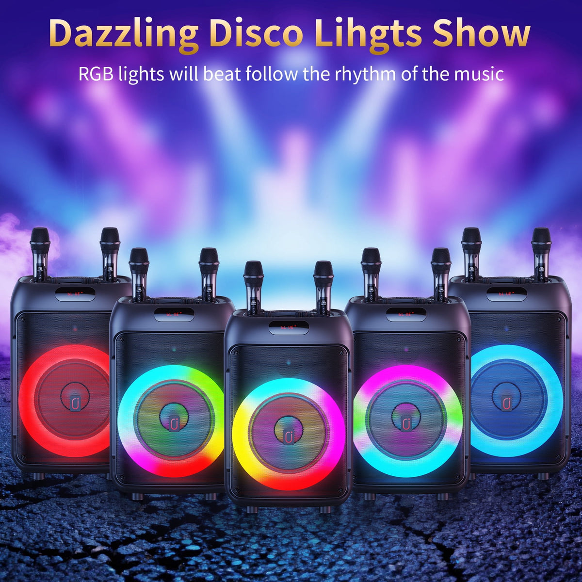JYX Large Party Speaker, 120W Subwoofer Outdoor Speaker Bluetooth with Wheels, Dual 12'' Subwoofer Deep Bass