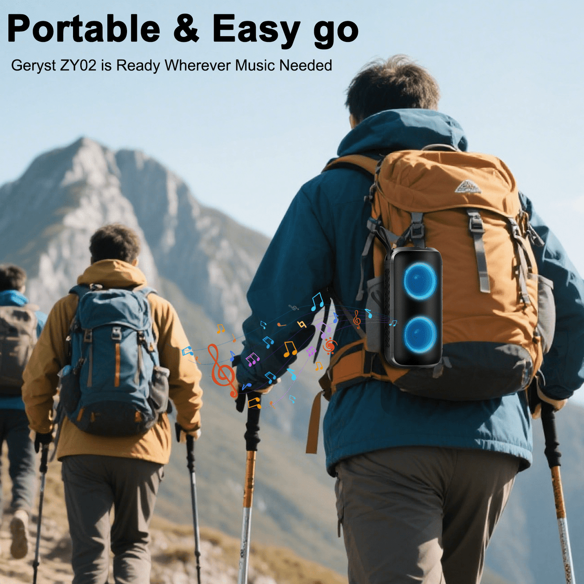 Portable Bluetooth Speaker, Bluetooth 5.3 Speaker Wireless, IPX7 Waterproof Outdoor Speaker, 24W Powerful Loud Stereo Sound, 12H Playtime, 7 Colorful Rgb Lights for Outdoor/Home/Party, Gift Ideas
