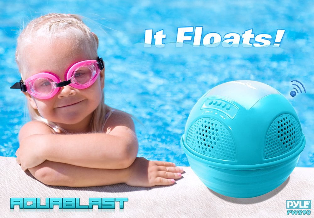 PyleSport PWR90DBK - Aqua Blast Floating Pool Speaker System with Built-in and Wire-less Music Streaming (Black Color)