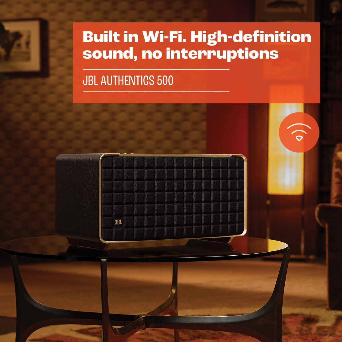 Restored JBL Authentics 500 - Hi-fidelity smart home speaker with Wi-Fi, Bluetooth and Voice Assistants with retro design - Black (Refurbished)