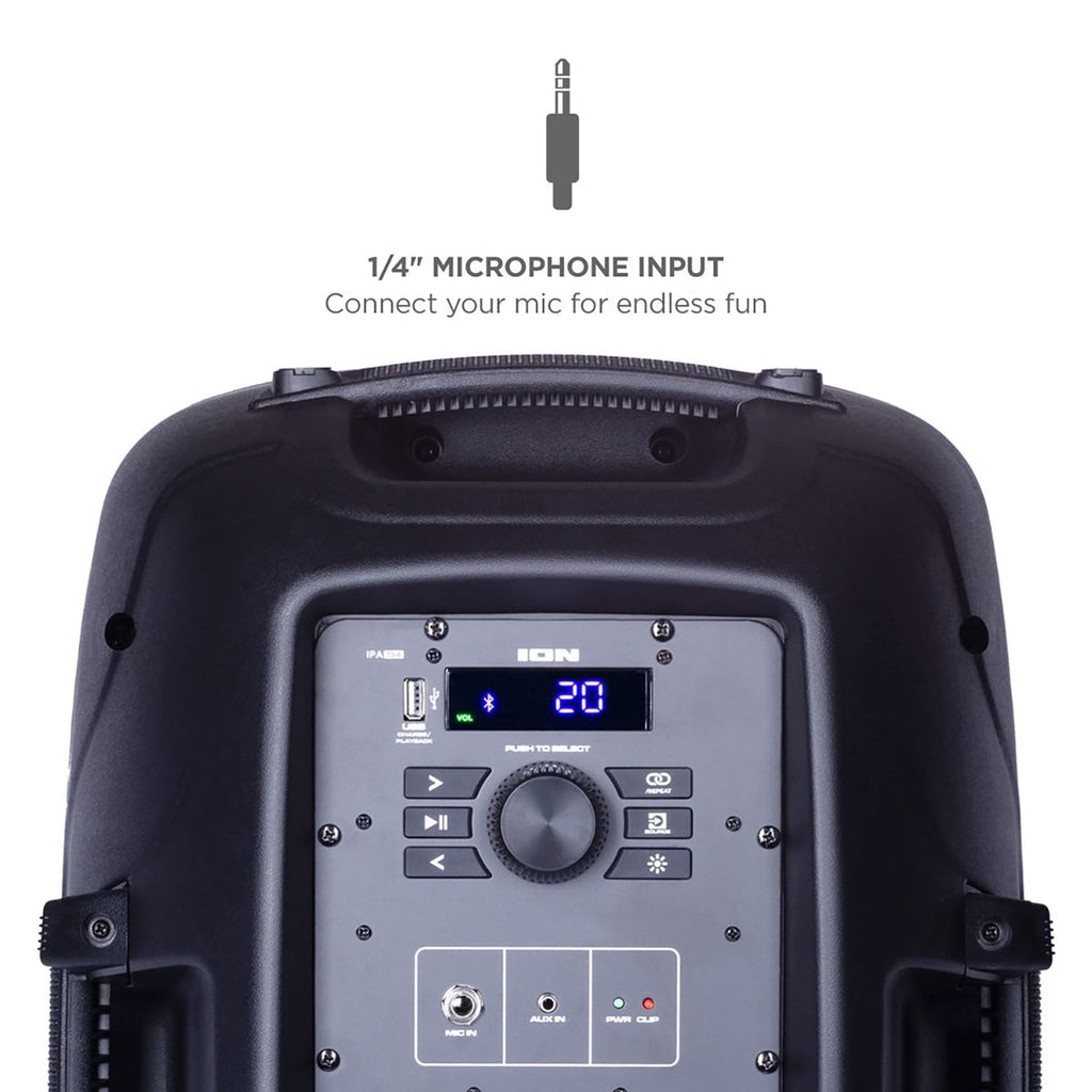 ION Pro Glow Ultra High-Power Portable Bluetooth PA Speaker with Lights, Sonic Wide Audio, and Microphone, Black