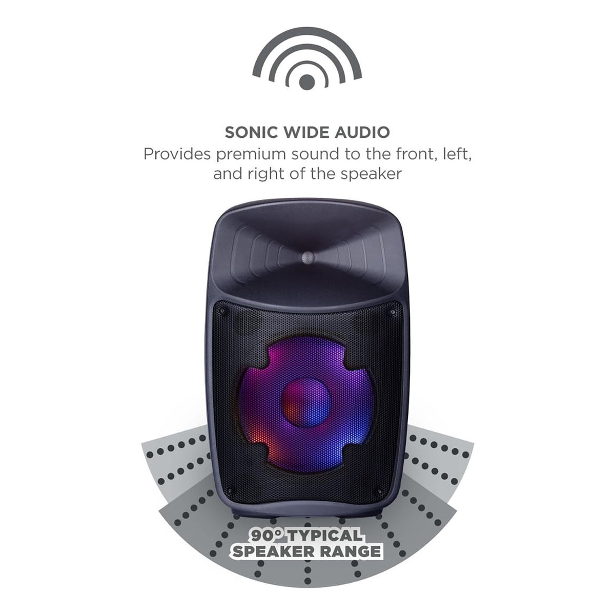 ION Pro Glow Ultra High-Power Portable Bluetooth PA Speaker with Lights, Sonic Wide Audio, and Microphone, Black