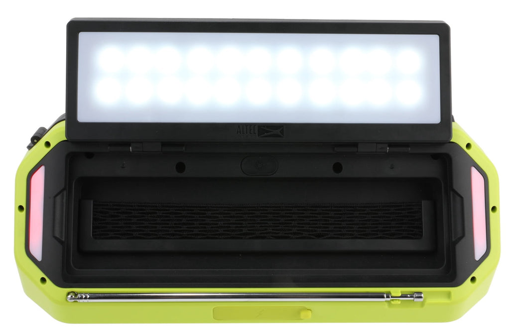 Altec Lansing IMT7012 StormChaser 10 Hours Playtime IPX5 Water Resistant LED Lights Portable Wireless Bluetooth Emergency Weather AM/FM Radio Speaker