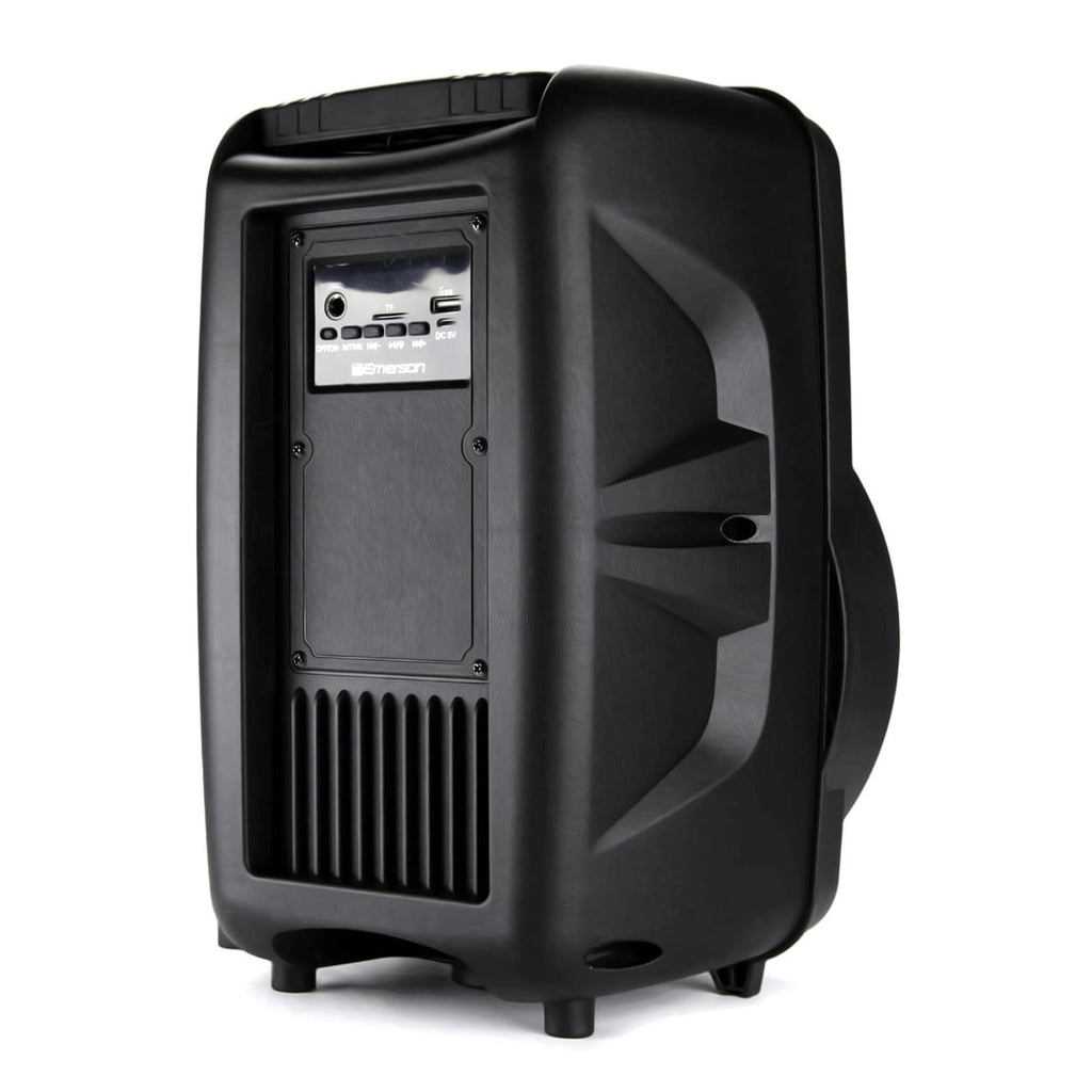 Emerson Portable 8" Bluetooth Party Speaker with FM Radio, Disco Light and Stand