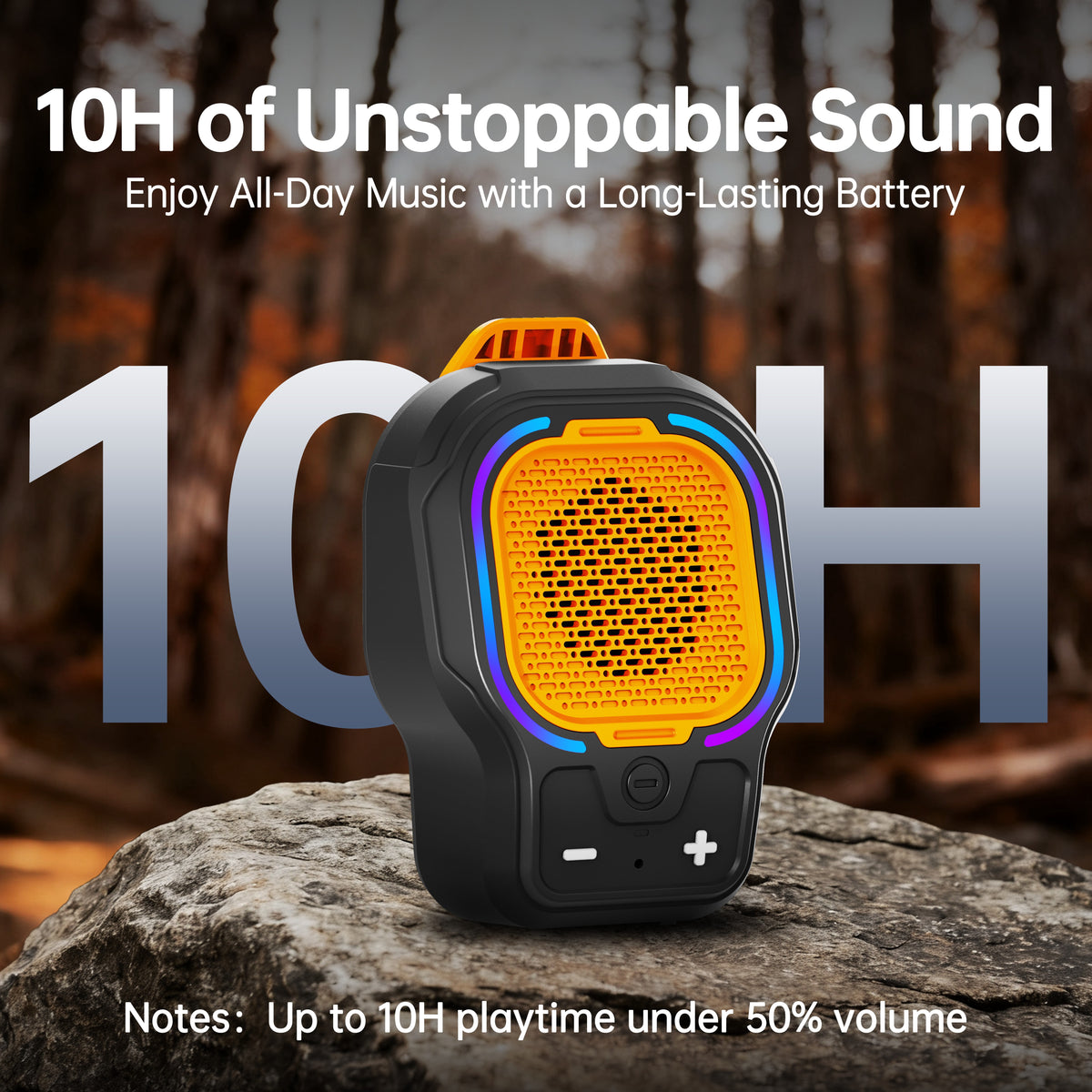 Wearable Bluetooth Speaker, Small Clip-on Wireless Portable Speaker, 10H Battery, IPX6 Waterproof Mini Speaker, 3 Light Modes with Mic, for Hands-Free Music Call Outdoor Work, Gift for Dad, Black