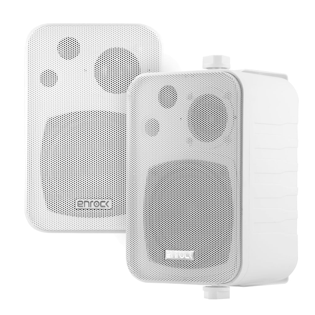 Pyle PDA8BU 5.1 Channel Home Audio Theater Bluetooth MP3/USB/SD/AUX/FM Radio Receiver, 2x 4" 30 Watt Peak 3-Way Water-Resistant Indoor/Outdoor Audio Speakers (White), 50 ft 16 Gauge Speaker Wire