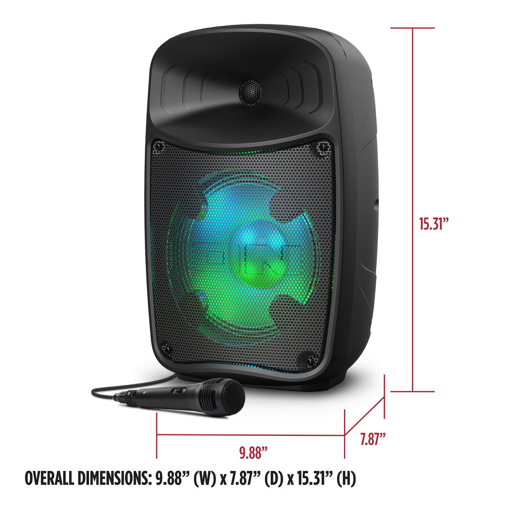 ION Pro Glow Express Portable Bluetooth PA Speaker with Lights, Sonic Wide Audio, and Microphone, Black