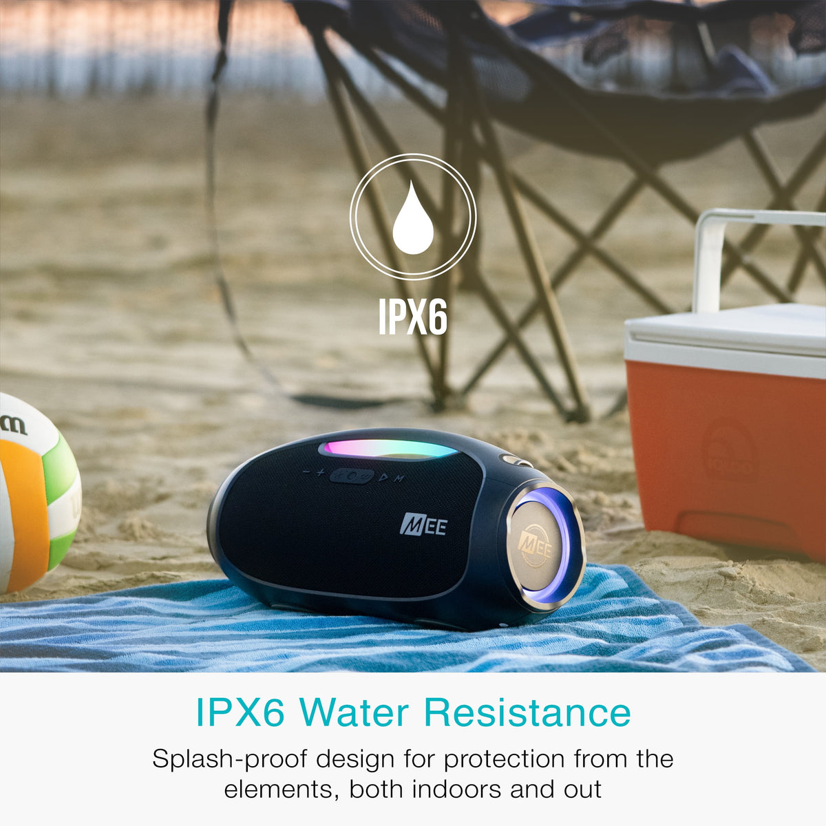 MEE audio partySPKR XL Bluetooth Wireless Speaker with Dynamic LED Lighting (Black)