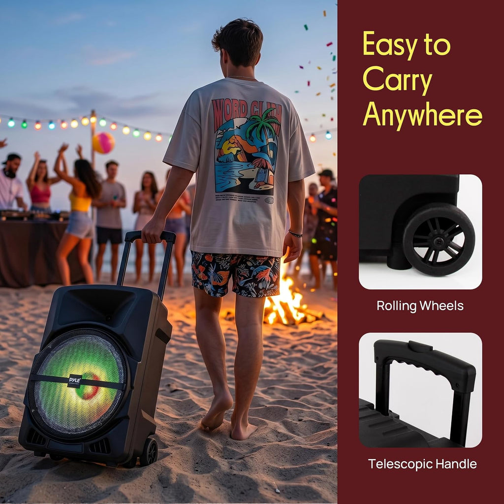 Pyle Wireless Portable PA Speaker System - 800W Powered Bluetooth Indoor & Outdoor DJ Stereo Loudspeaker