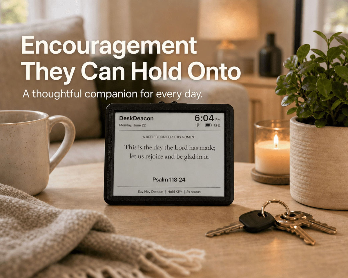Desk Deacon™ – Christian Desk Robot Companion for Daily Scripture, Personalized Prayer, Christian Music & Bible Study | Smart Speaker | Voice-Activated Dedicated Faith Device | Wi-Fi Enabled