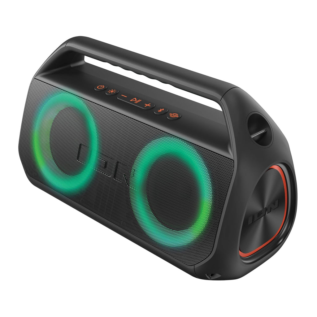 ION Uber Boom Ultra Portable Bluetooth Boom Box with Speakerphone, Lights, and Stereo-Link