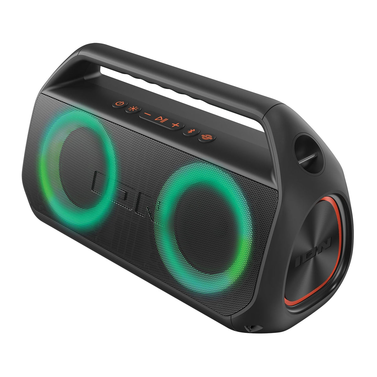 ION Uber Boom Ultra Portable Bluetooth Boom Box with Speakerphone, Lights, and Stereo-Link