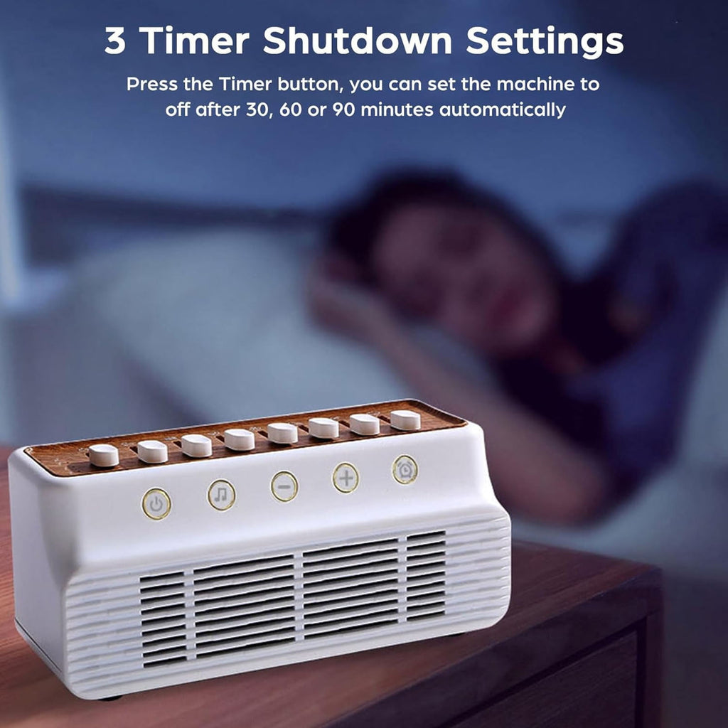 White Noise Machine for Baby & Adult Sleep - 8 Nature Sounds Mixer with Bluetooth 5.0 Speaker, 1800mAh Portable Sound Box with Timer (White)