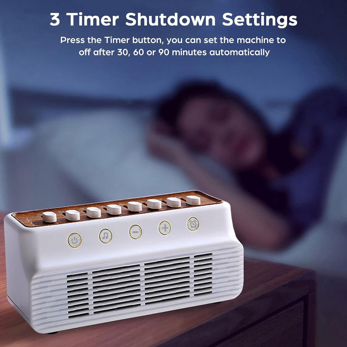 White Noise Machine for Baby & Adult Sleep - 8 Nature Sounds Mixer with Bluetooth 5.0 Speaker, 1800mAh Portable Sound Box with Timer (White)